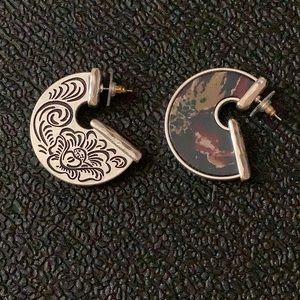 Like New Patricia Nash Wide Half Moon Earrings